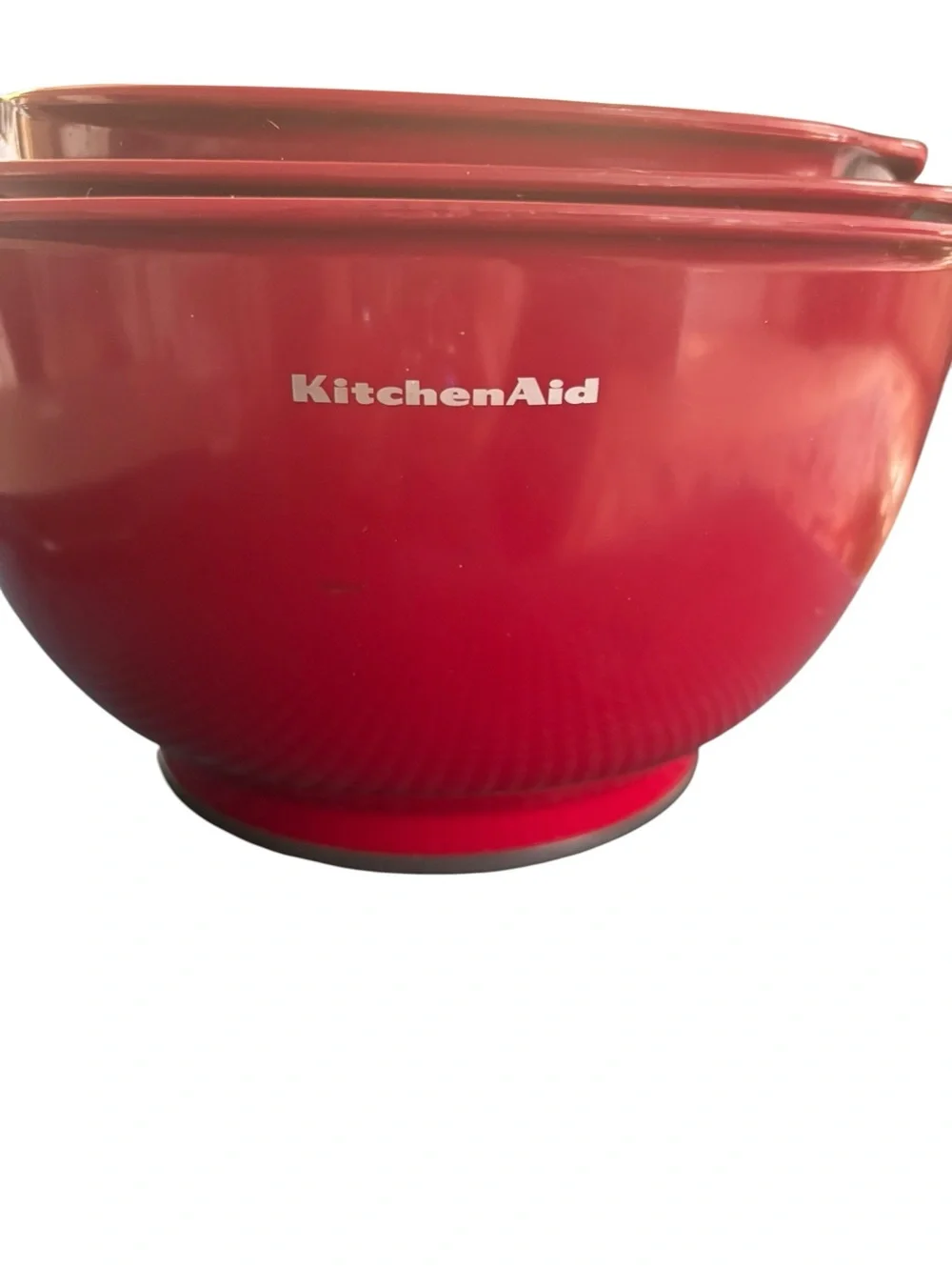 KitchenAide Set of 3 Nesting Bowls Spouts Gripper Bottom Dark Red 2.5~3.5~4.5QT